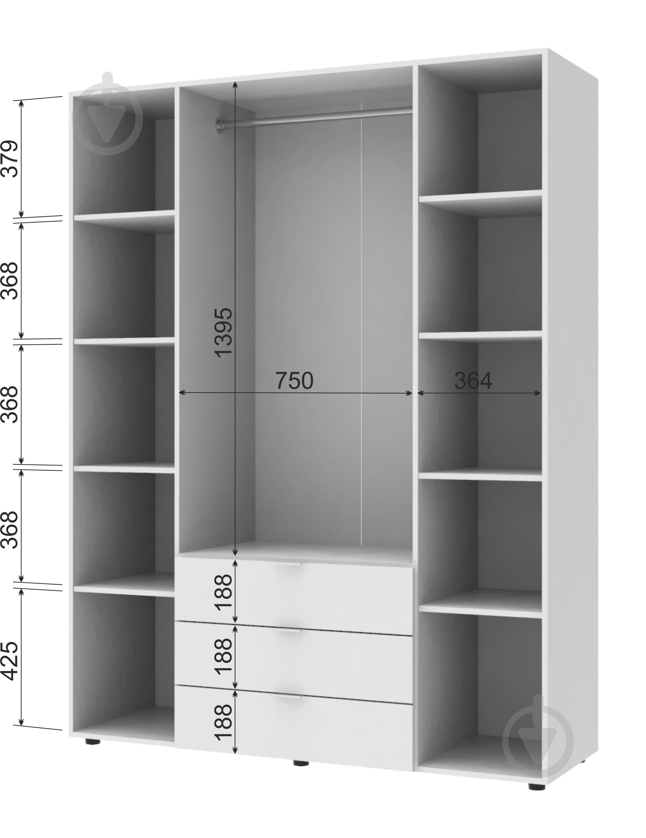 Шафа для одягу Doros Гелар 2034х1550х495 мм білий - фото 3