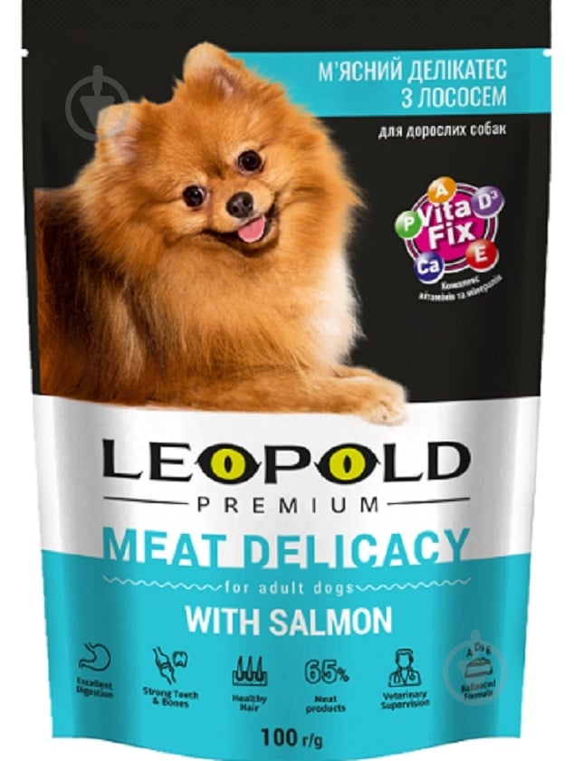 Корм влажный Леопольд Мясной деликатес с лососем 100 г - фото 1