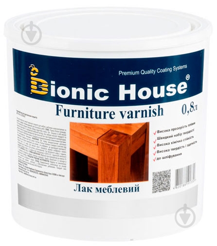 Лак мебельный Bionic House мат прозрачный 0,8 л 0,8 кг - фото 1