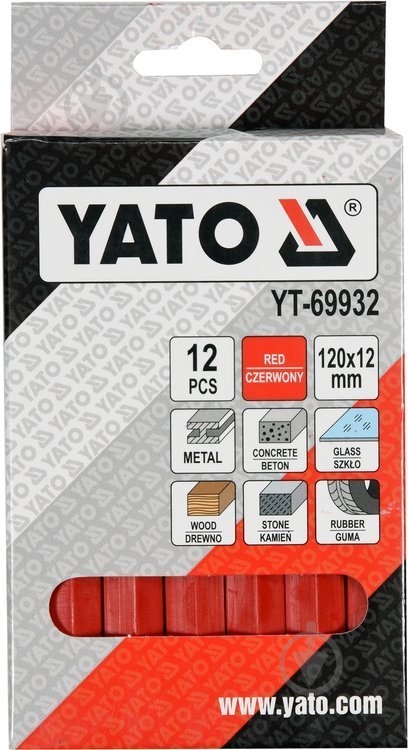 Мел красная YATO 12 шт. YT-69932 - фото 3 Мел красная YATO 12 шт. YT-69932 - фото 3