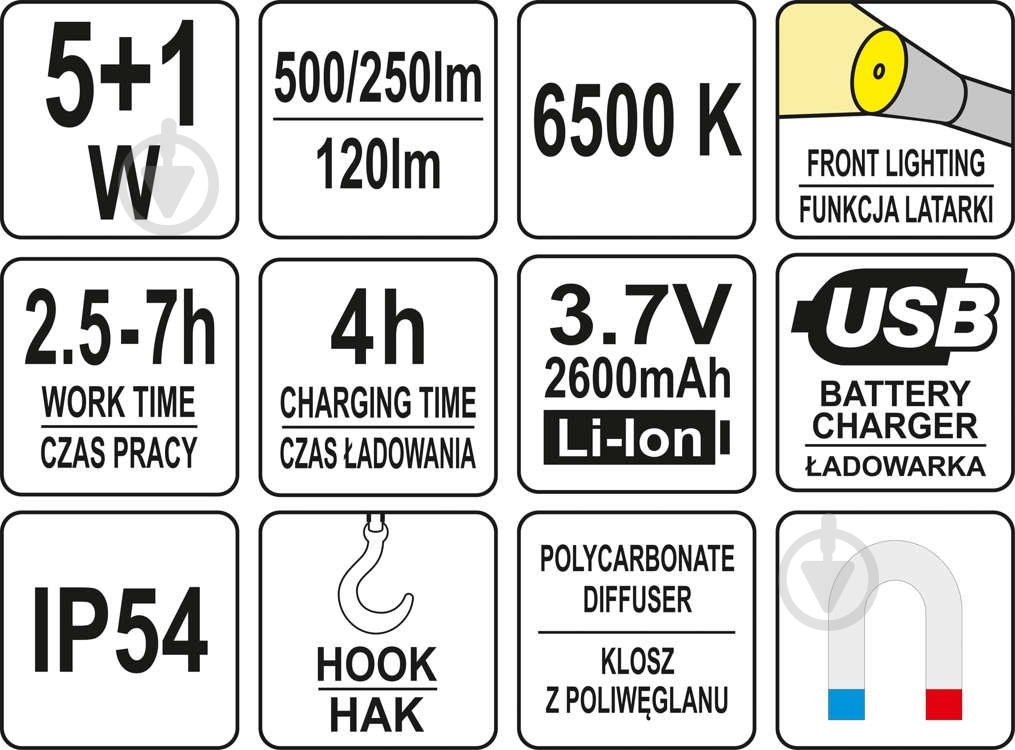 Фонарь-лампа YATO YT-08562 - фото 9 Фонарь-лампа YATO YT-08562 - фото 9