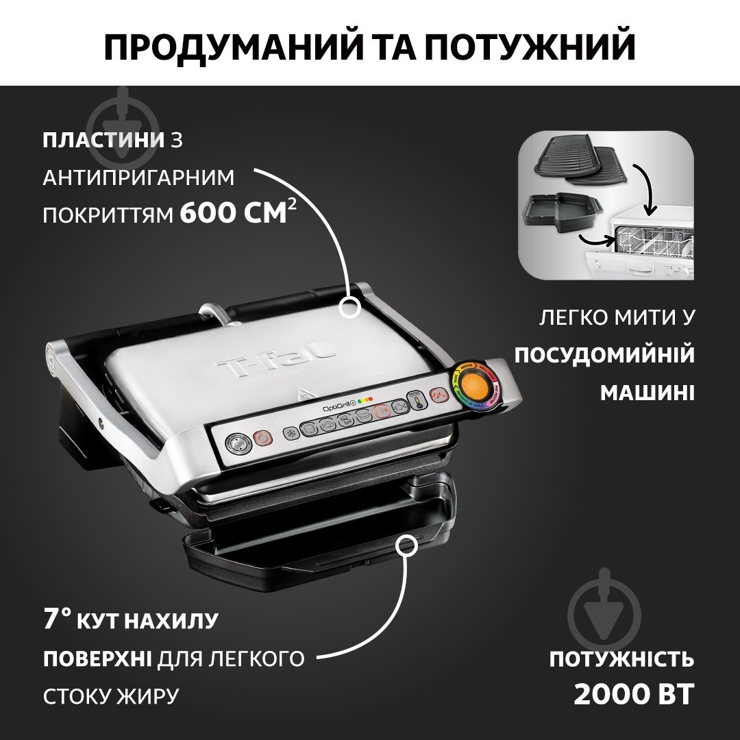Гриль-барбекю Tefal OptiGrill+ GC712D34 - фото 9