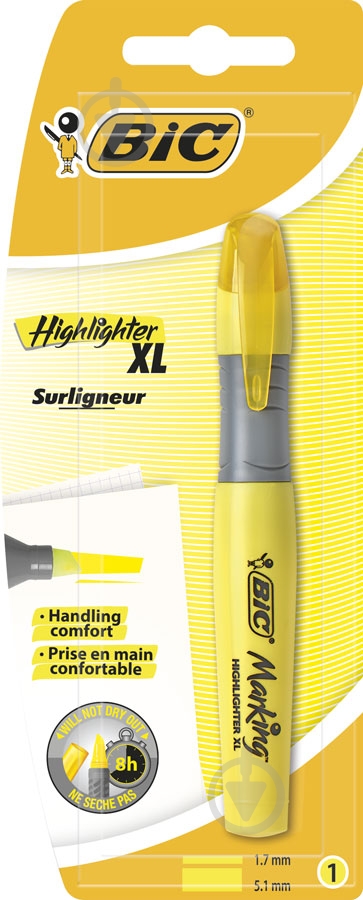 Маркер текстовый BIC Brite Liner XL 1.7-5.1 мм 891399 желтый - фото 3