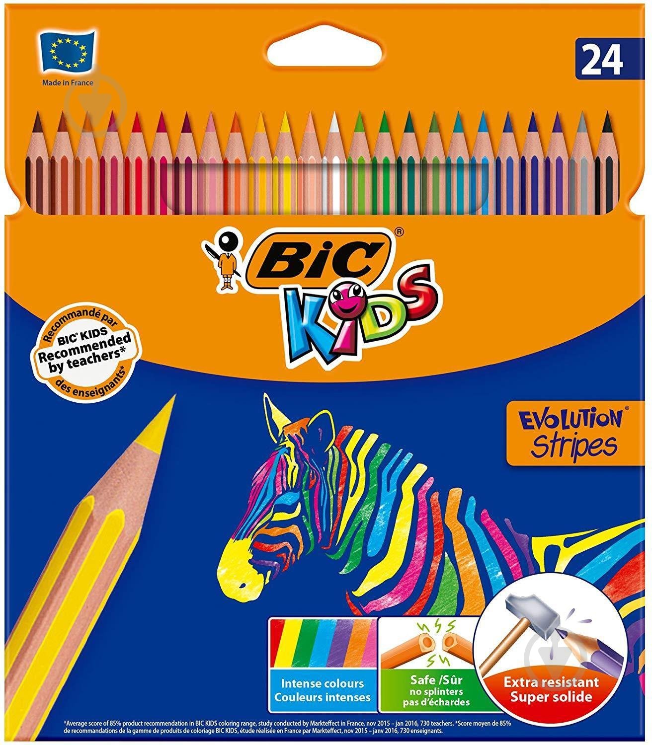 Олівці кольорові Evolution Stripes BIC - фото 1