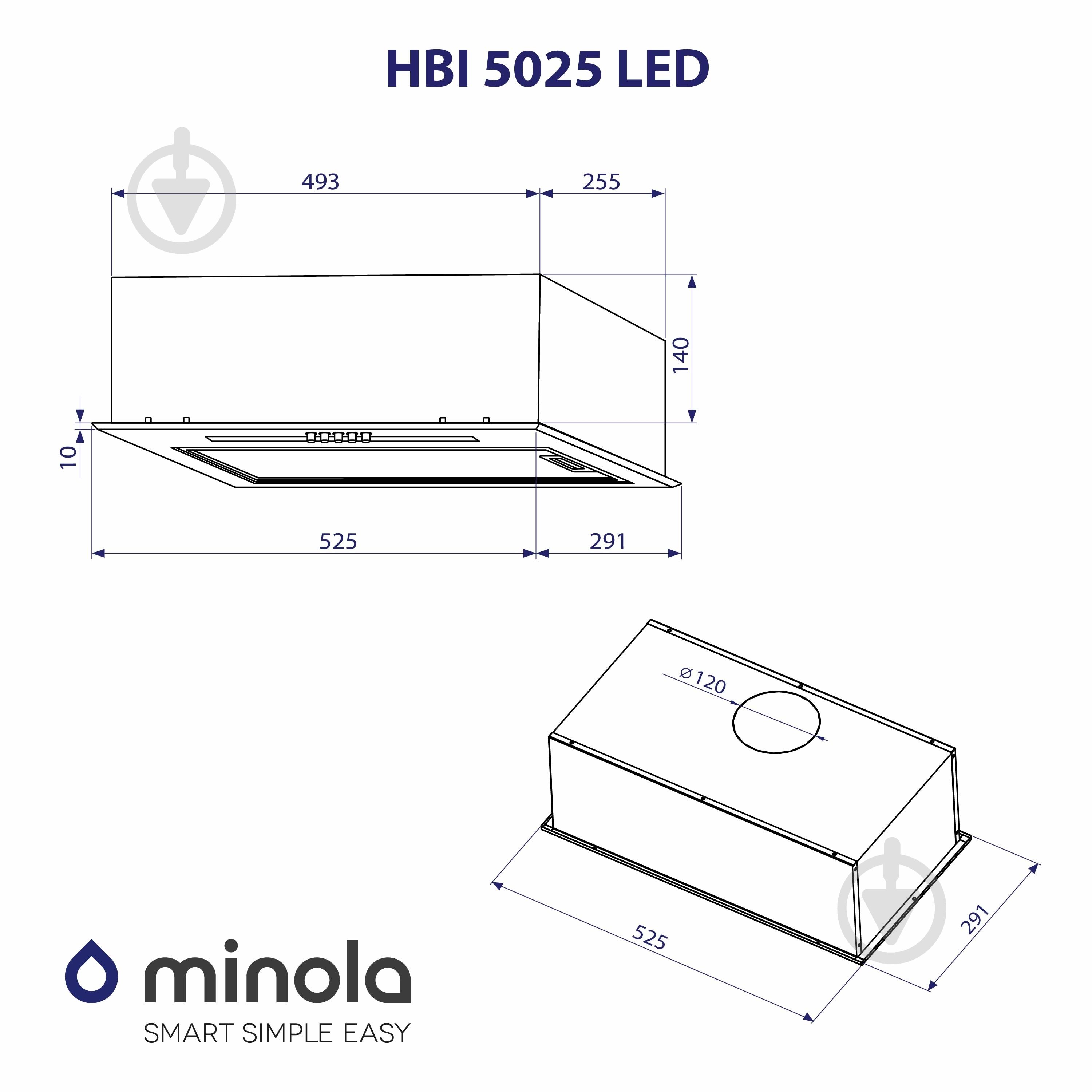 Витяжка Minola HBI 5025 I LED повновбудовувана - фото 11