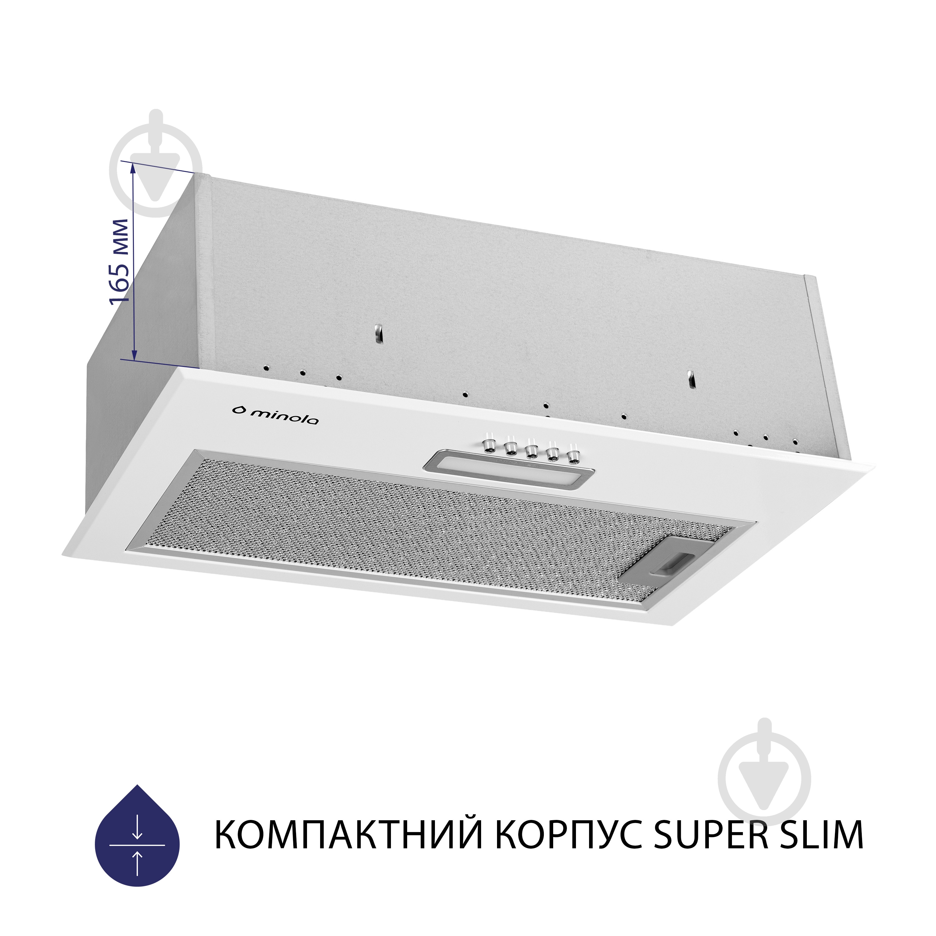Витяжка Minola HBI 5614 WH 1000 LED повновбудовувана — фото 2