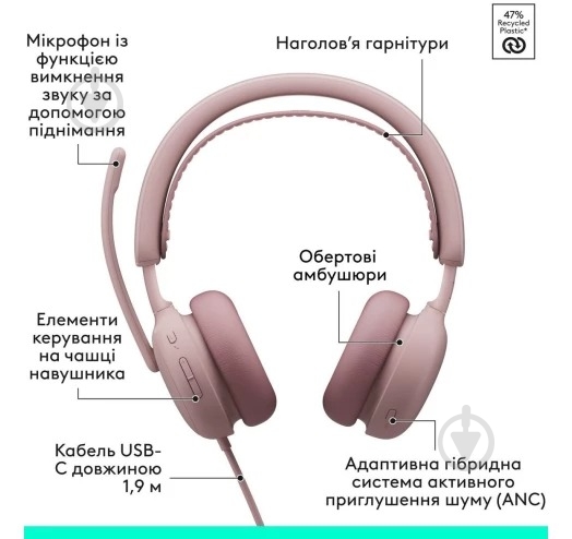 Наушники Logitech ZONE Wired 2 rose (L981-001620) - фото 9
