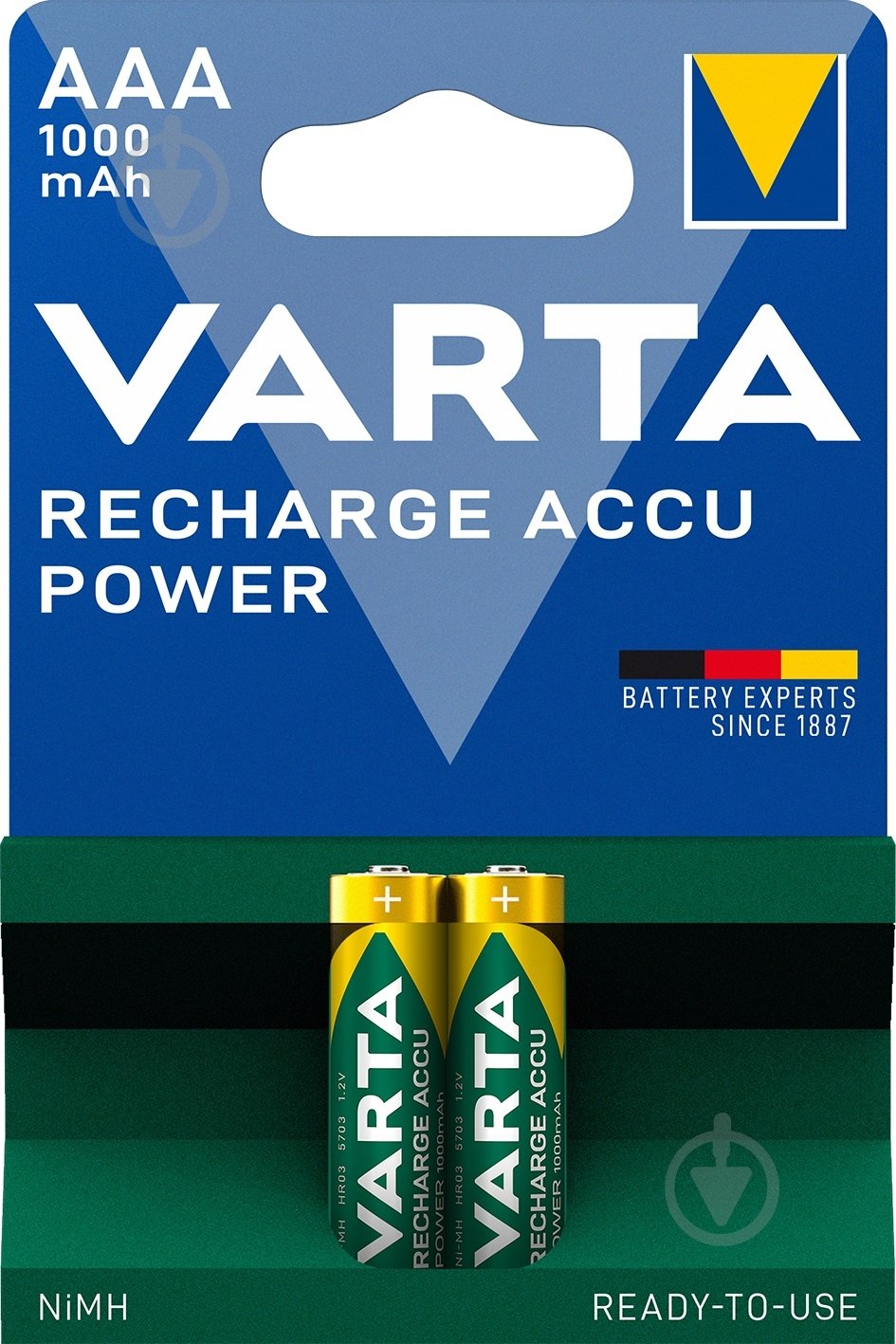 Аккумулятор Varta Rechargeable 1000 mAh AAA (мизинчиковые) 2 шт. (5703301402) - фото 1