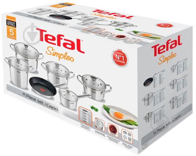 Набор кастрюль Tefal Simpleo 11 предметов B815SB74 - фото 13 Набор кастрюль Tefal Simpleo 11 предметов B815SB74 - фото 13