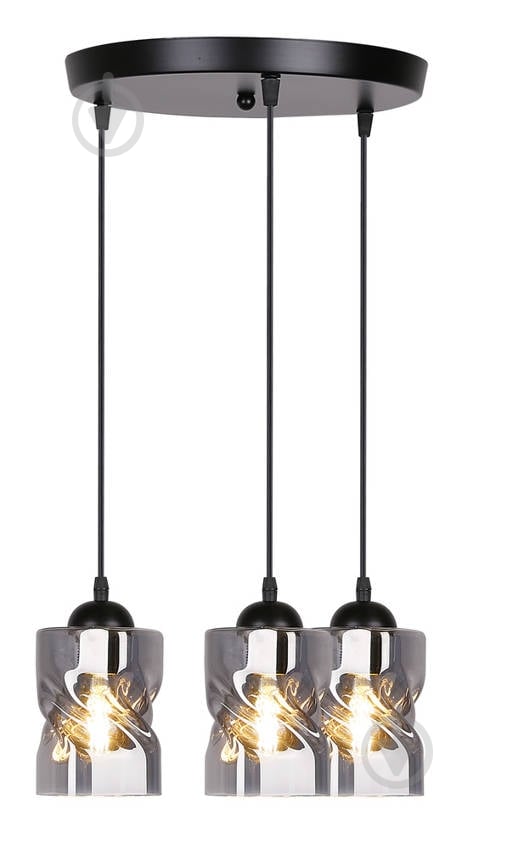 Люстра подвесная Candellux Felis 3x60 Вт E27 черный/дымчатый 33-00200 - фото 1