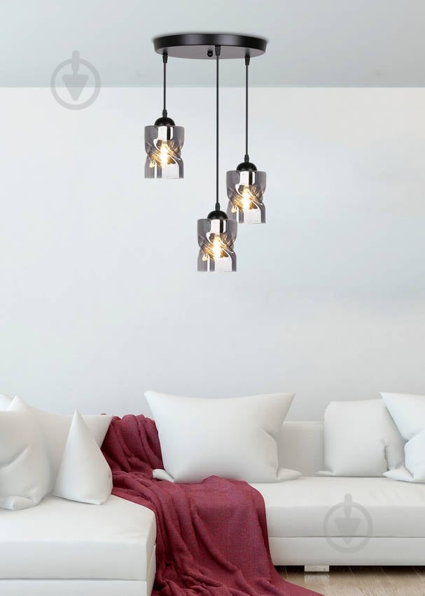Люстра подвесная Candellux Felis 3x60 Вт E27 черный/дымчатый 33-00200 - фото 7