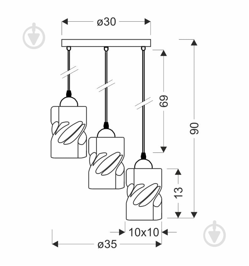 Люстра подвесная Candellux Felis 3x60 Вт E27 черный/дымчатый 33-00200 - фото 5