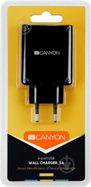 Мережевий зарядний пристрій Canyon 4 x USB 5 A Black (CNE-CHA06B) - фото 4