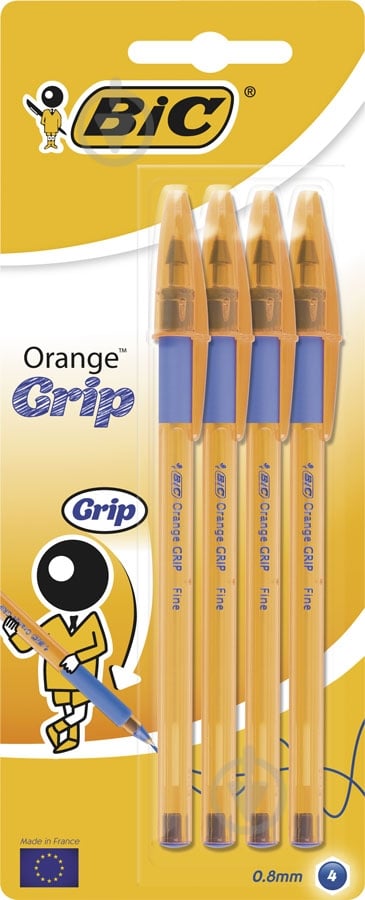 Набор ручек шариковых BIC Orange Grip 4 шт. синие - фото 1
