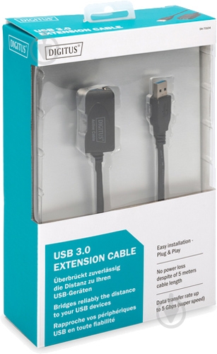 Кабель Digitus активный USB3 5 м черный (DA-73104) - фото 4