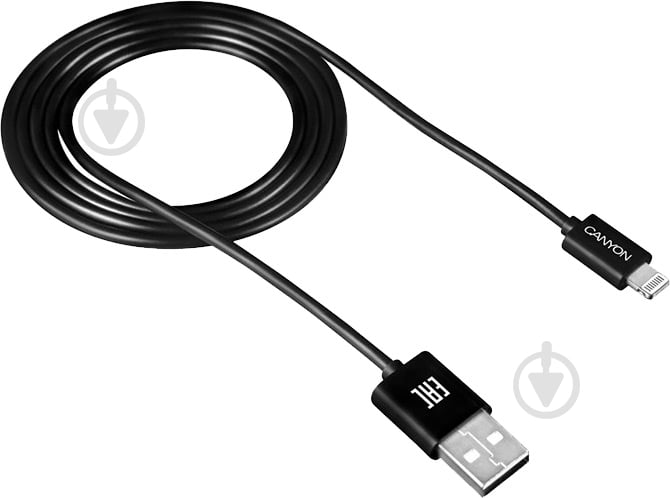 Кабель Canyon Lightning – USB 1 м черный (CNE-CFI1B) - фото 1
