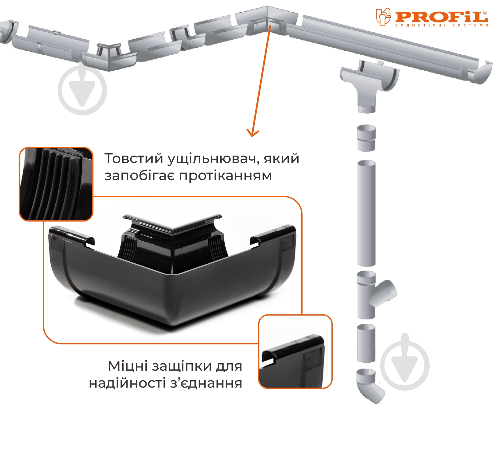 Кут внутренний PROFiL 90° 90 мм графит - фото 2