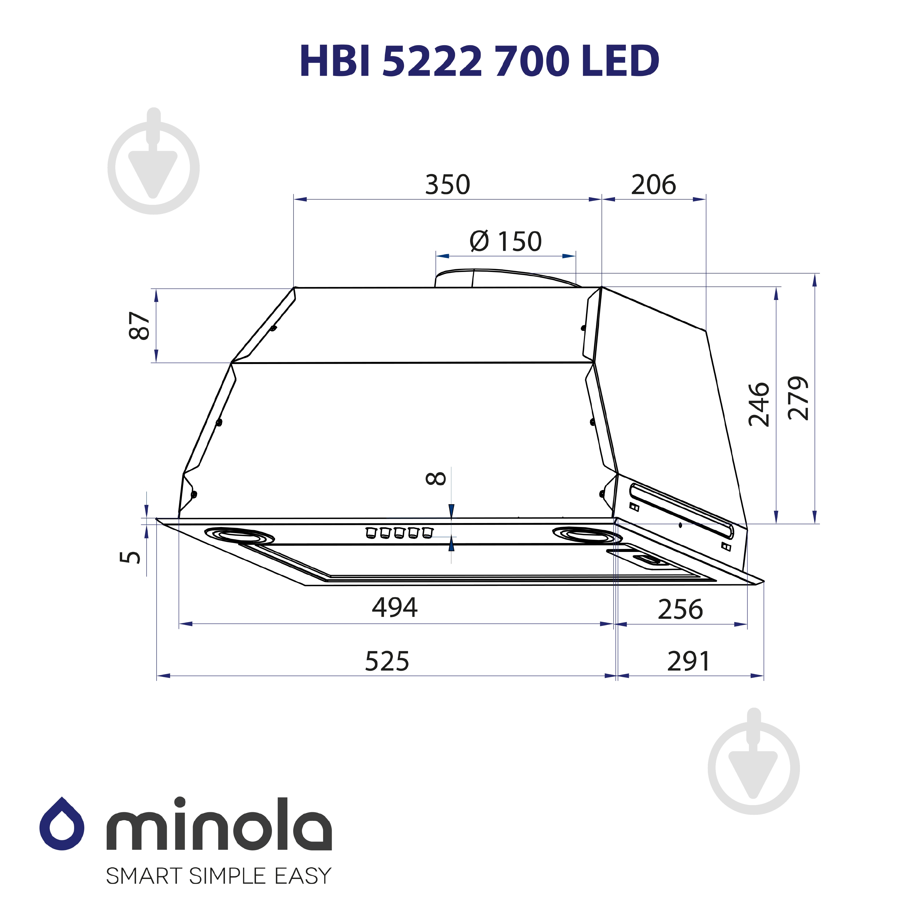 Витяжка Minola HBI 5222 BLF 700 LED повновбудовувана - фото 10