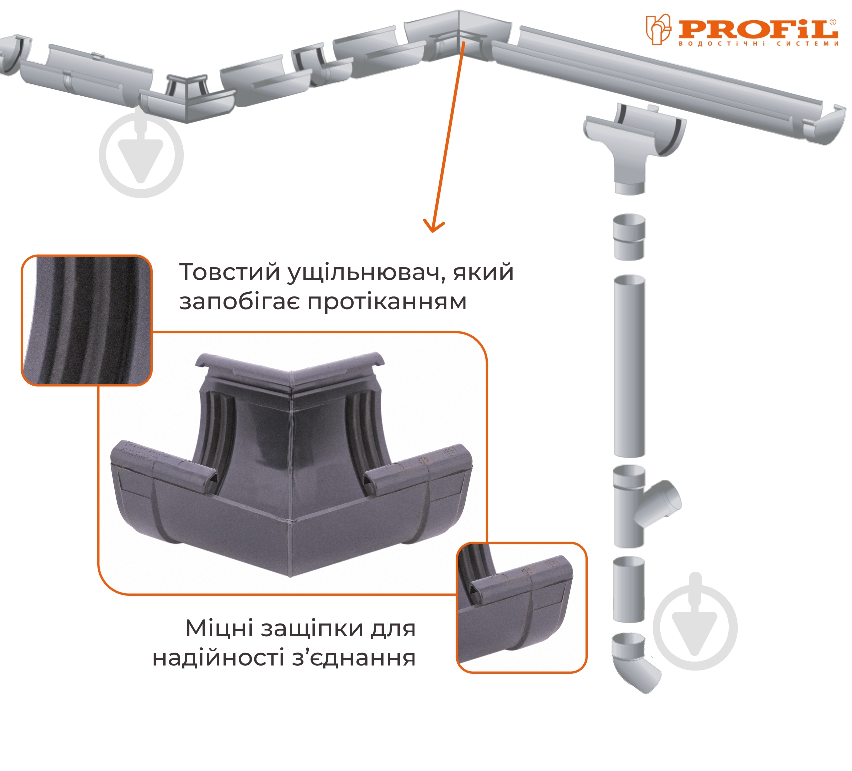 Кут внутренний PROFiL 90° 130 мм графит - фото 2