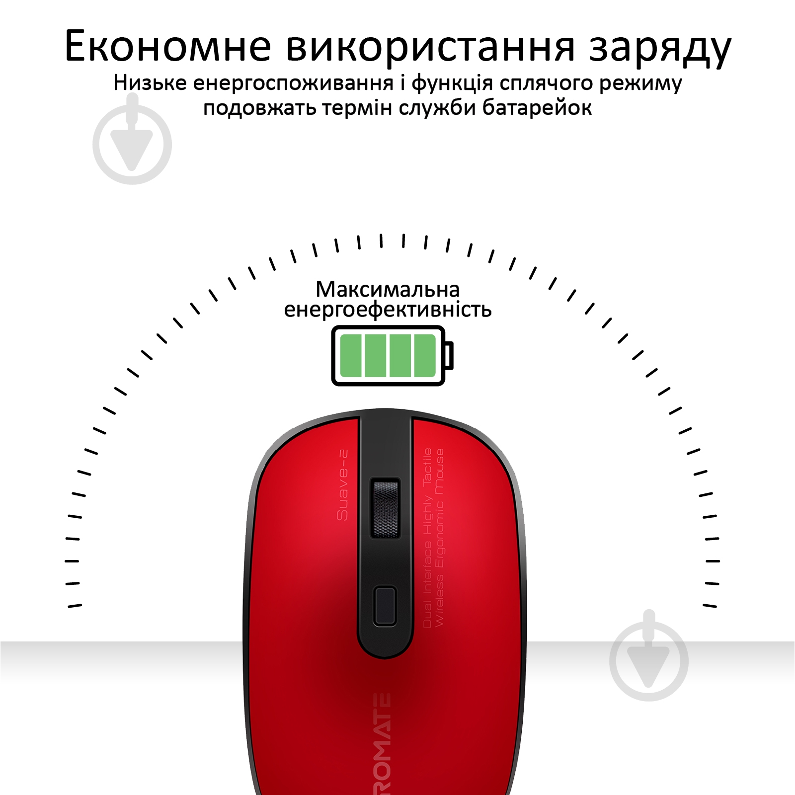 Мышка Promate Suave-2 Wireless Red - фото 5