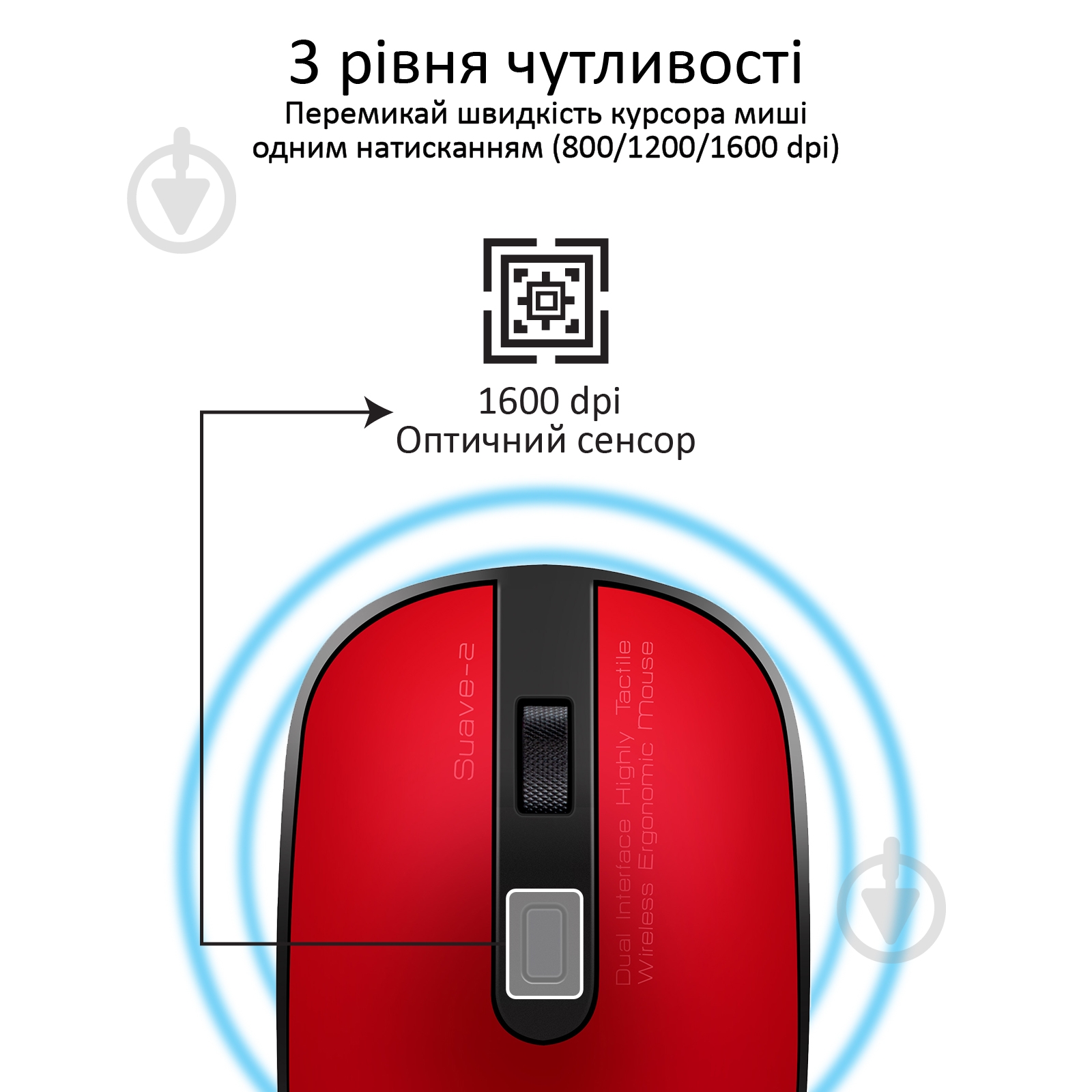 Мышка Promate Suave-2 Wireless Red - фото 4