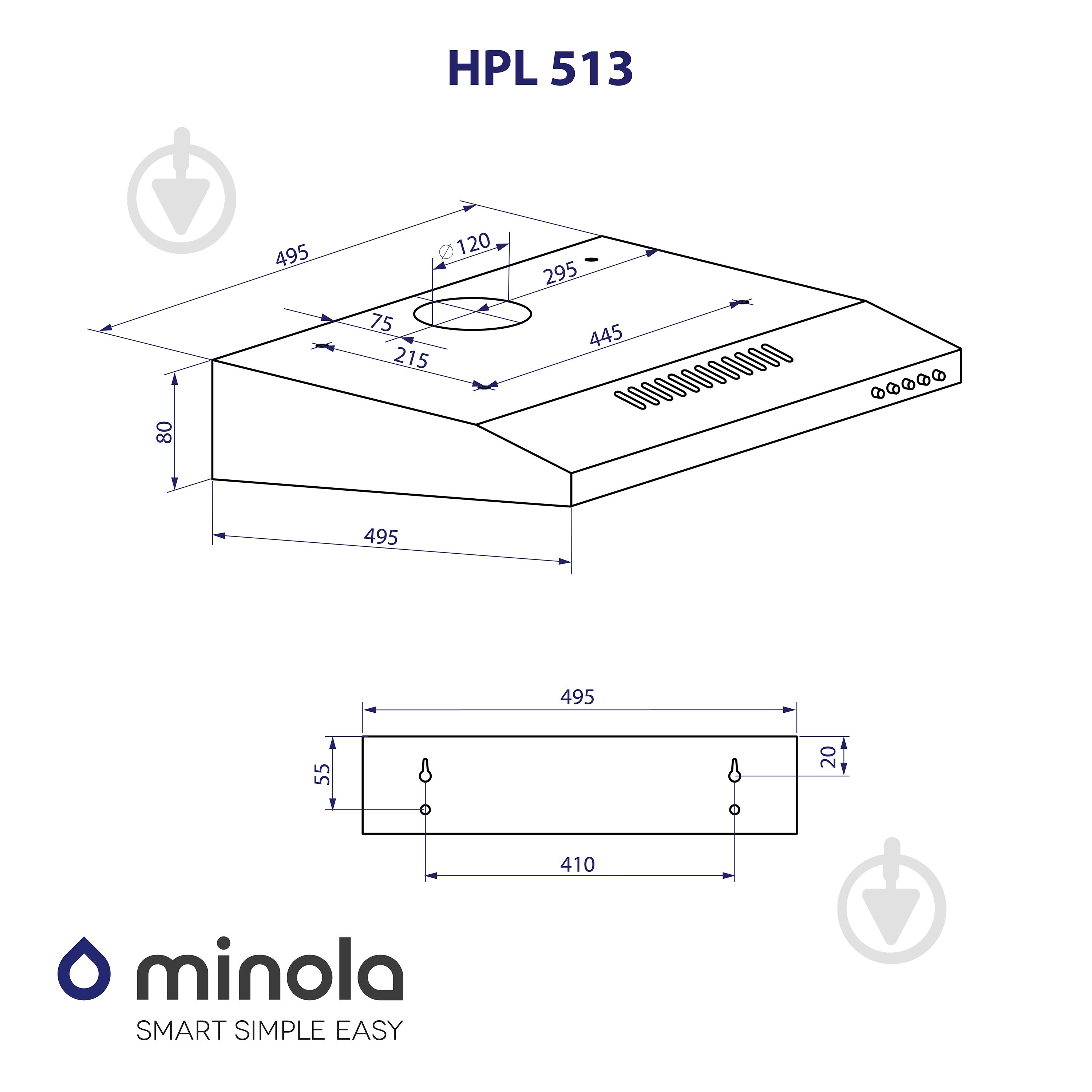 Витяжка Minola HPL 513 I плоска - фото 11