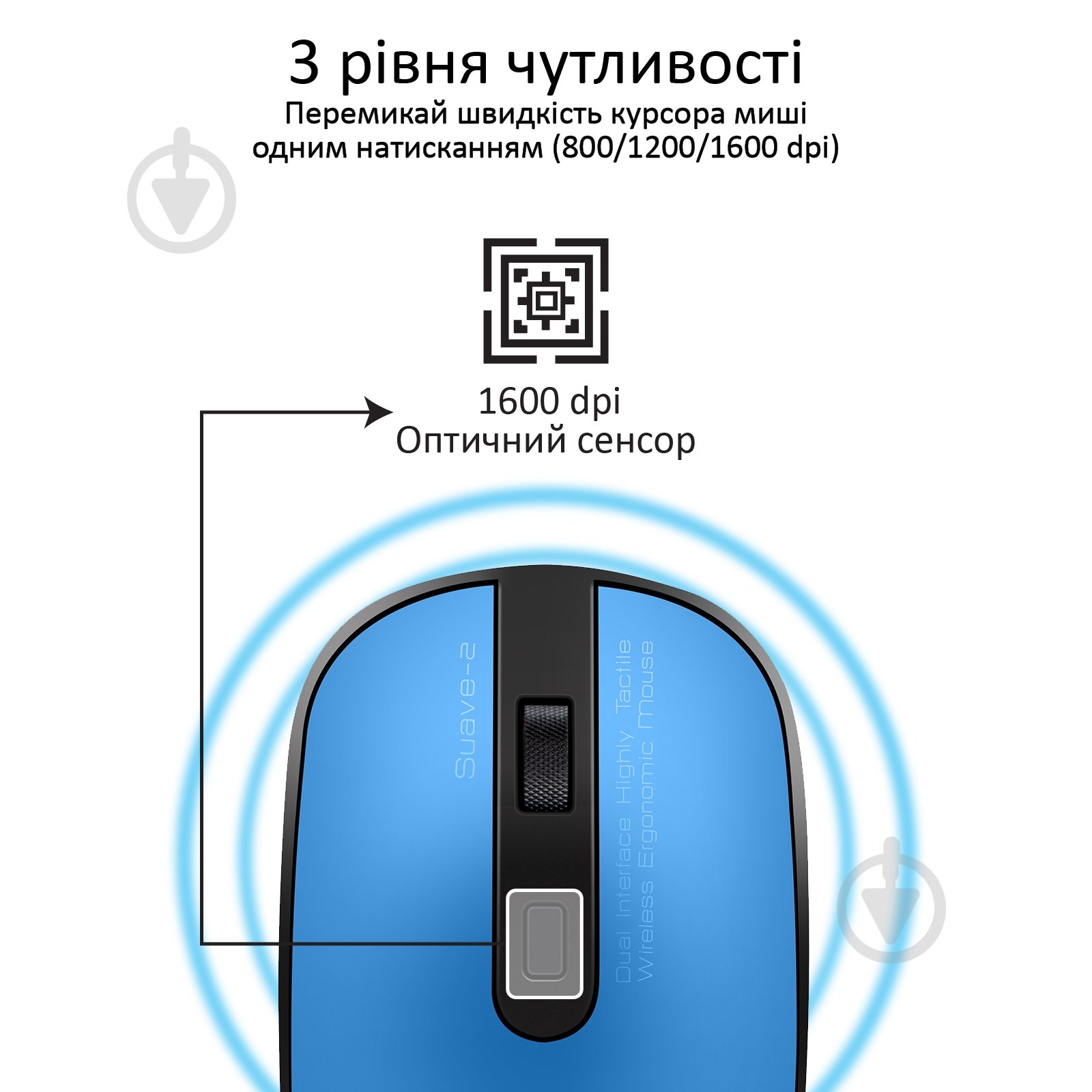 Мышка Promate Suave-2 Wireless Blue - фото 4