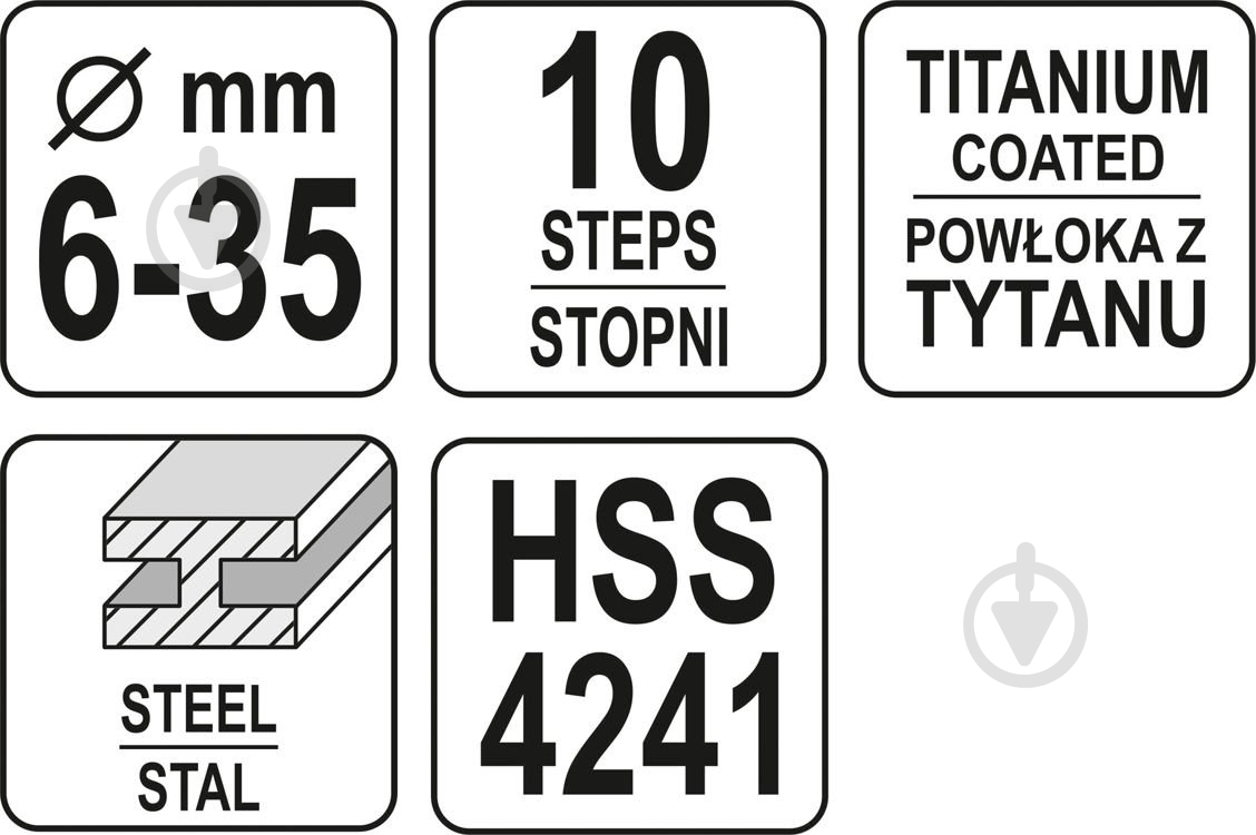 Сверло по металлу YATO HSS 4241 с титановым покрытием d6-35 мм 6-35 мм 1 шт. YT-44739 - фото 4