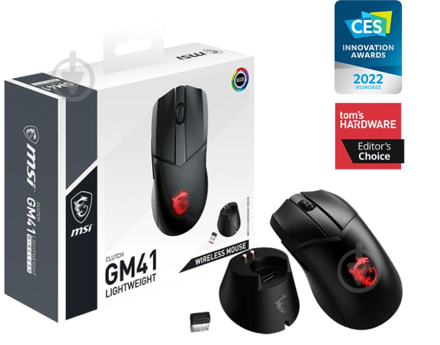 Мышь MSI OPTICAL WRL GAMING black (CLUTCH GM41 LIGHT WRL) - фото 6