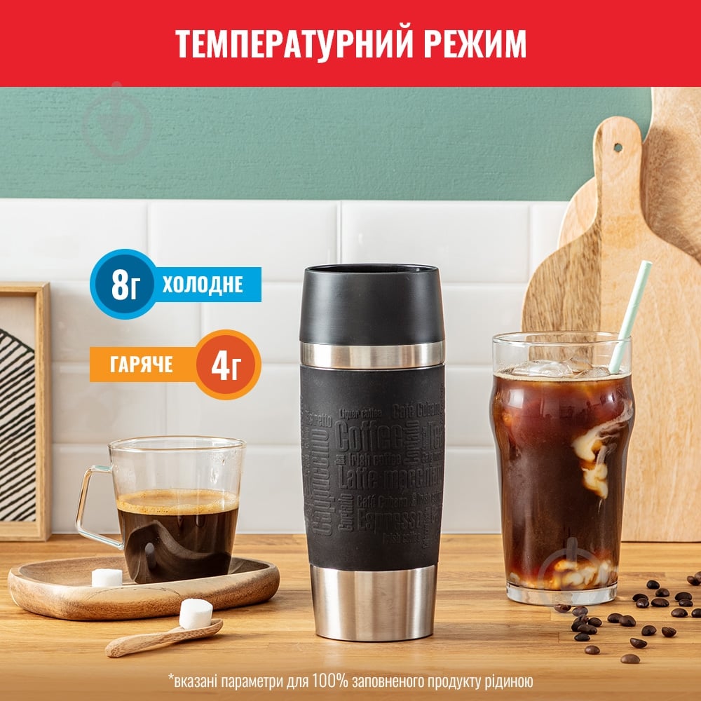Термочашка Tefal Travel Mug Classic 0.36 л Черный N2020210 - фото 2