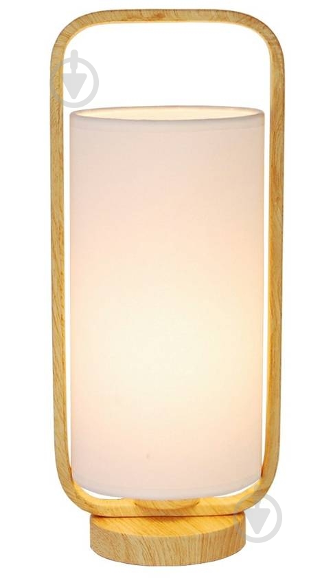 Настольная лампа декоративная Candellux ISUMI 1x40 Вт E27 беж/дерево/белый 50501044 - фото 1