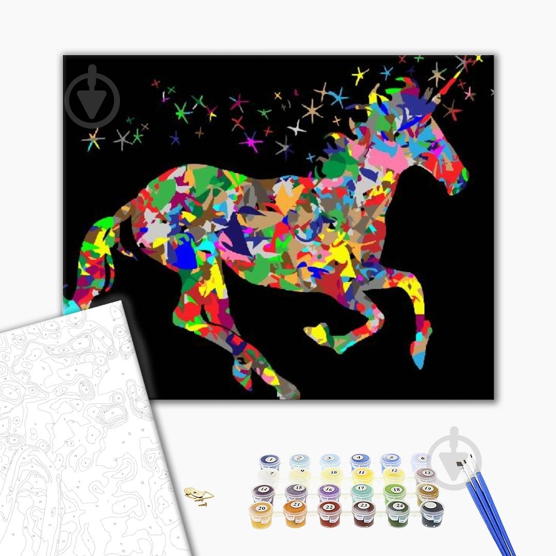 Картина по номерам Радужный единорог GX22773 40x50 см Brushme - фото 2 Картина по номерам Радужный единорог GX22773 40x50 см Brushme - фото 2