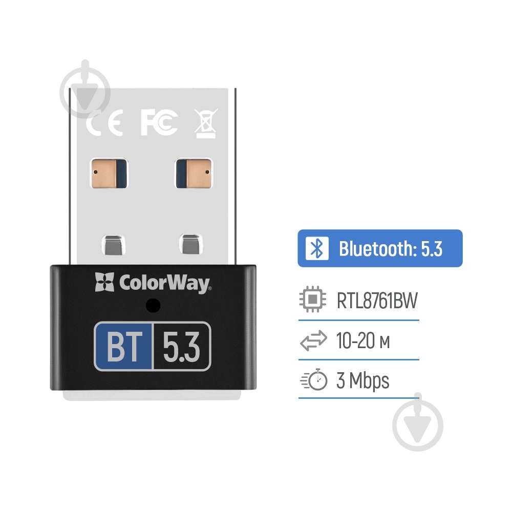 ColorWay Bluetooth BT 5.3 (CW-AD-BT53) - фото 6 ColorWay Bluetooth BT 5.3 (CW-AD-BT53) - фото 6
