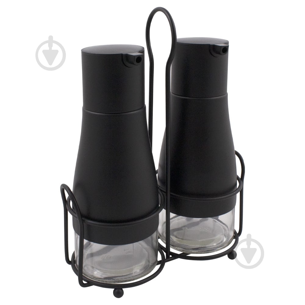 Набір для олії та оцту Arino 3 предмета чорний - фото 1 Набір для олії та оцту Arino 3 предмета чорний - фото 1