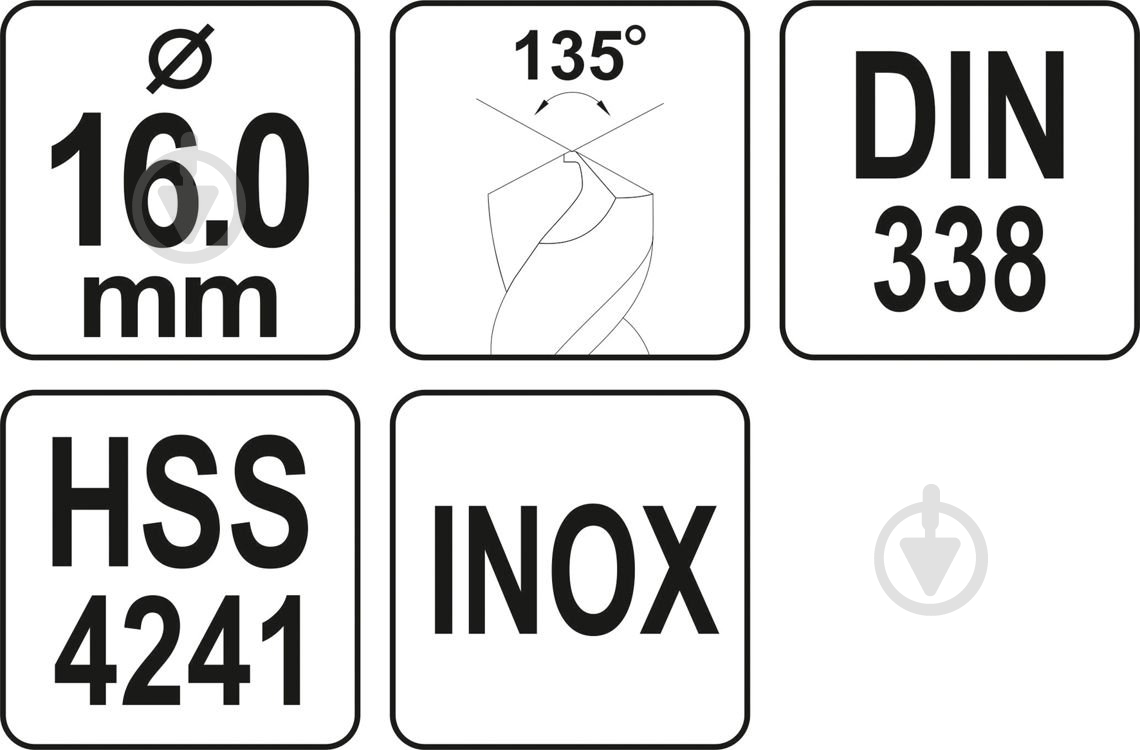 Сверло по металлу YATO Premium HSS 4241 16 мм 1 шт. YT-44239 - фото 4 Сверло по металлу YATO Premium HSS 4241 16 мм 1 шт. YT-44239 - фото 4