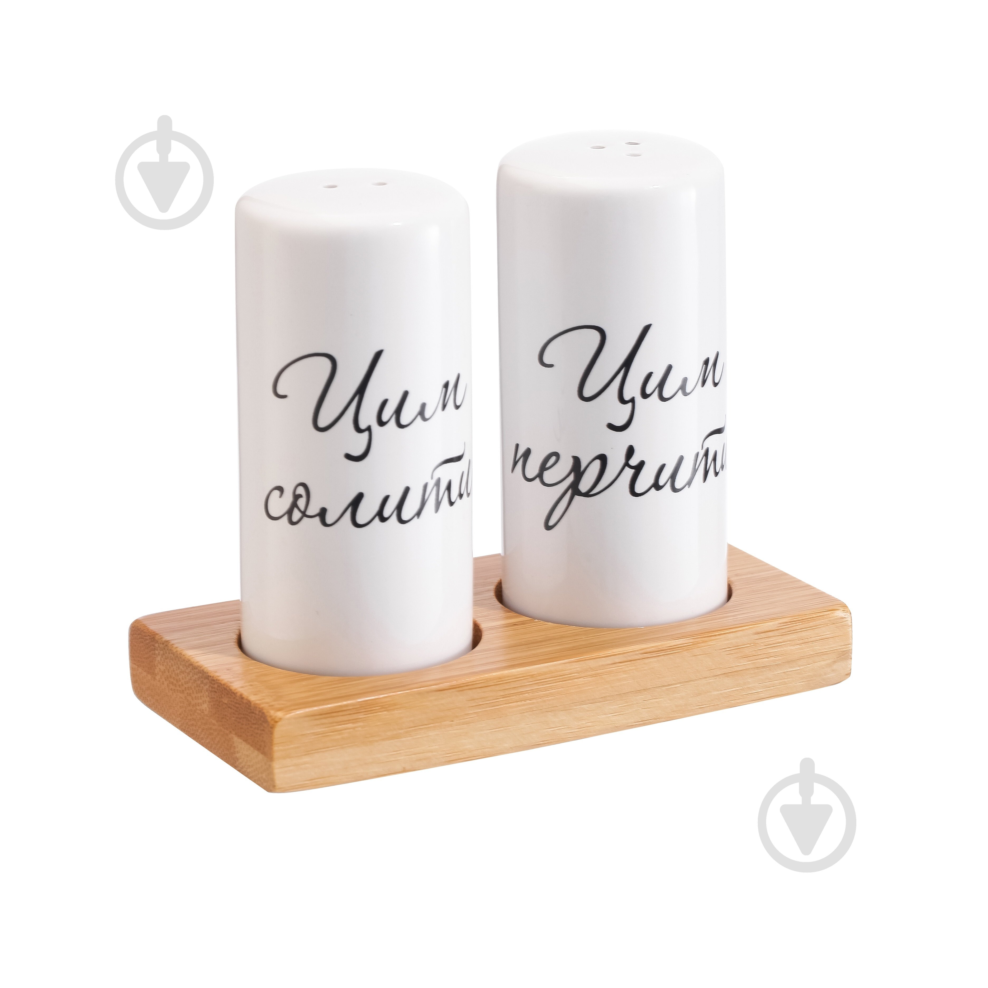 Емкость для соли и перца Arino на бамбуковой подставке White 3 пр. 65614 - фото 1 Емкость для соли и перца Arino на бамбуковой подставке White 3 пр. 65614 - фото 1