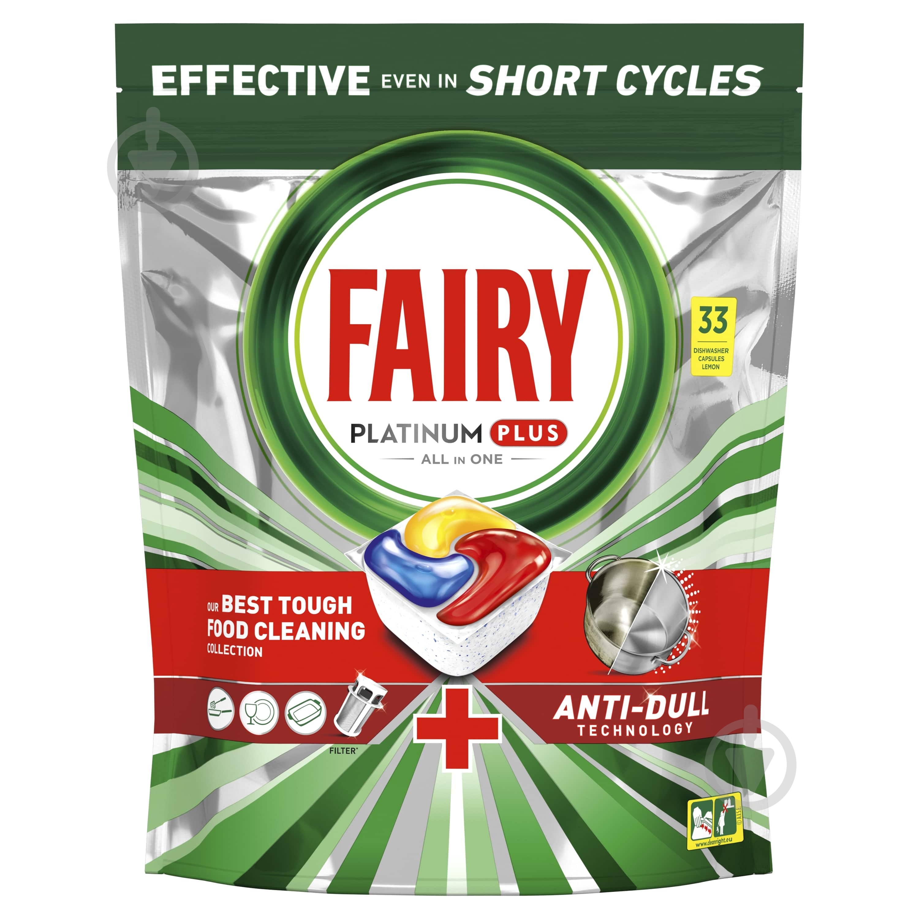 Таблетки для посудомийних машин Fairy Platinum Plus Все-в-одному 33 шт. - фото 1