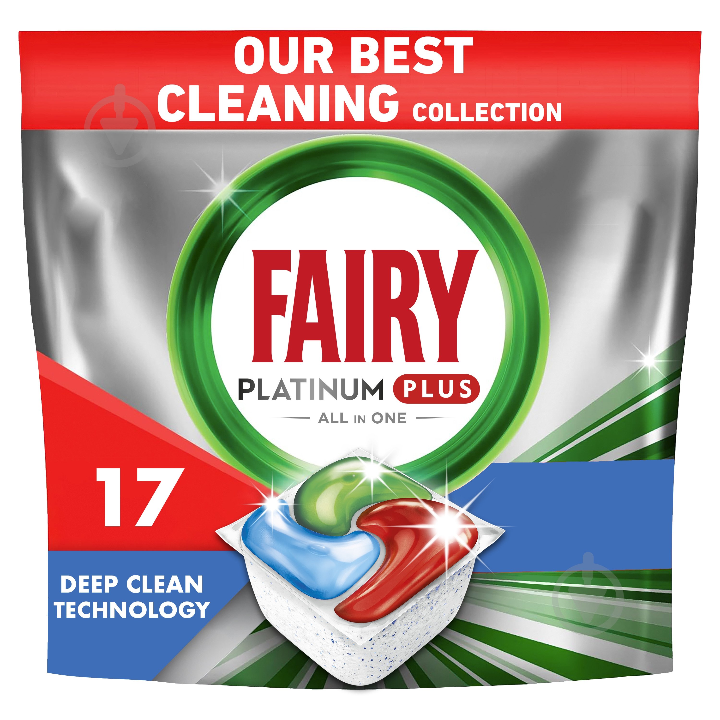 Таблетки для посудомийних машин Fairy Platinum Plus Blue Все-в-одному Fresh Herbal Breeze 17 шт. - фото 1