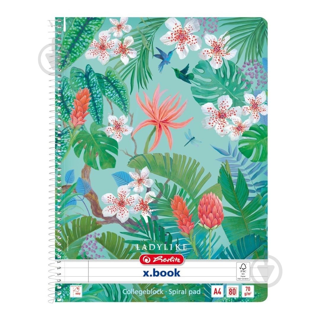 Блокнот А4 80 аркушів у лінію Ladylike Jungle Herlitz - фото 1