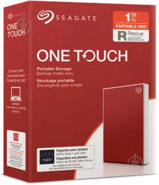 Жорсткий диск Seagate One Touch 1 ТБ 2,5" USB 3.0 (STKB1000403) red - фото 1