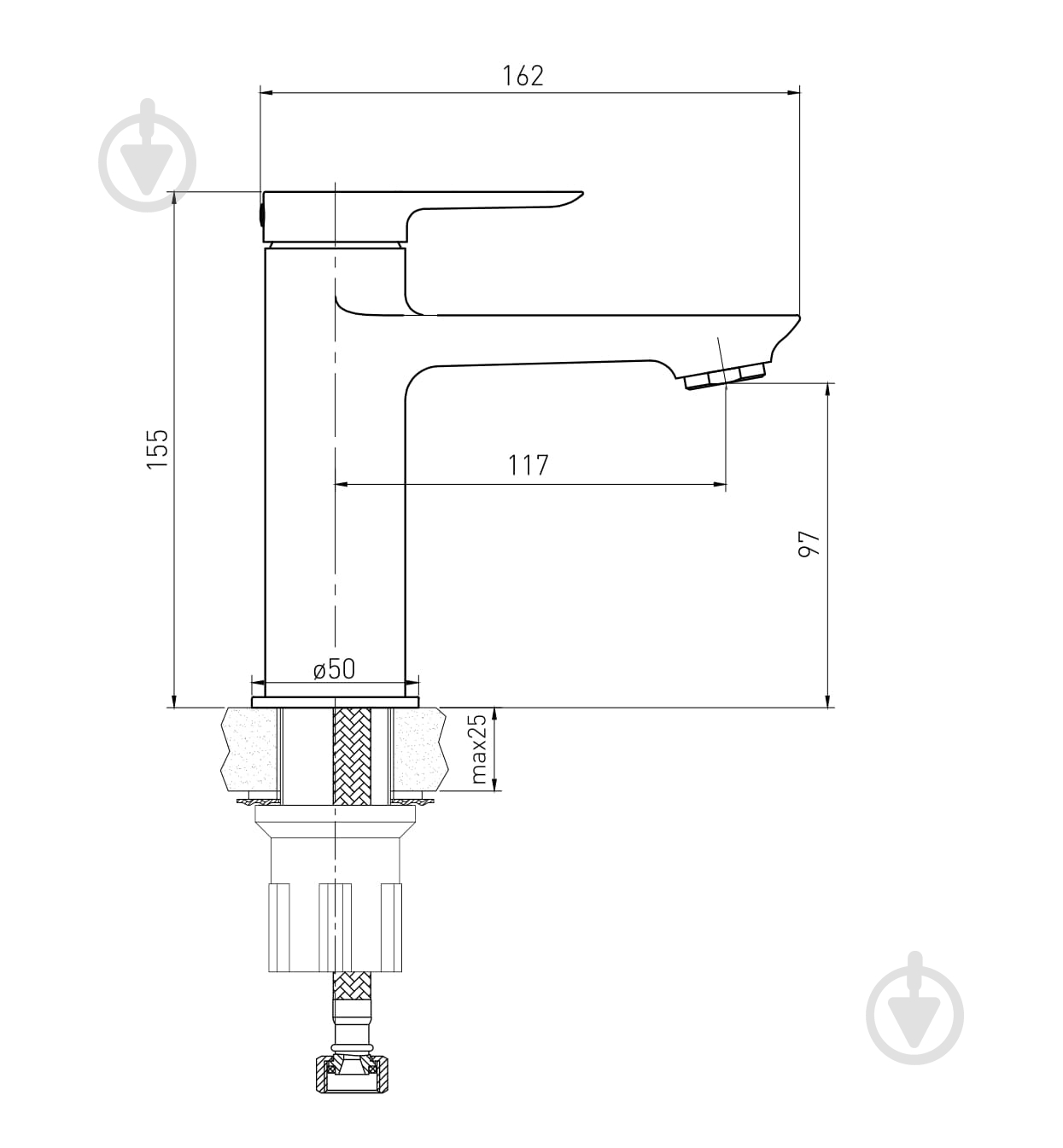 Смеситель для умывальника VOLLE Libra 15191100 - фото 2 Смеситель для умывальника VOLLE Libra 15191100 - фото 2