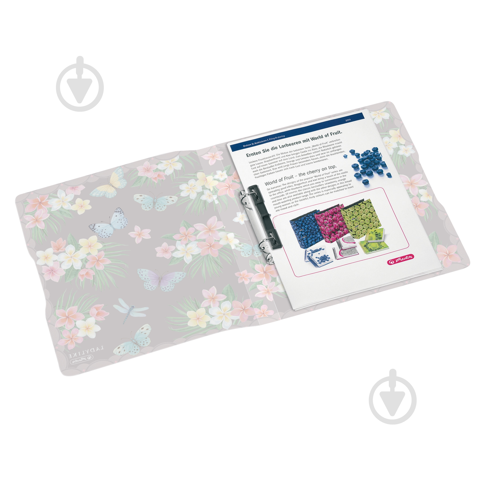 Папка-регистратор на 2 кольцах 16 мм А4 Ladylike Butterfly Herlitz 50044047 - фото 3