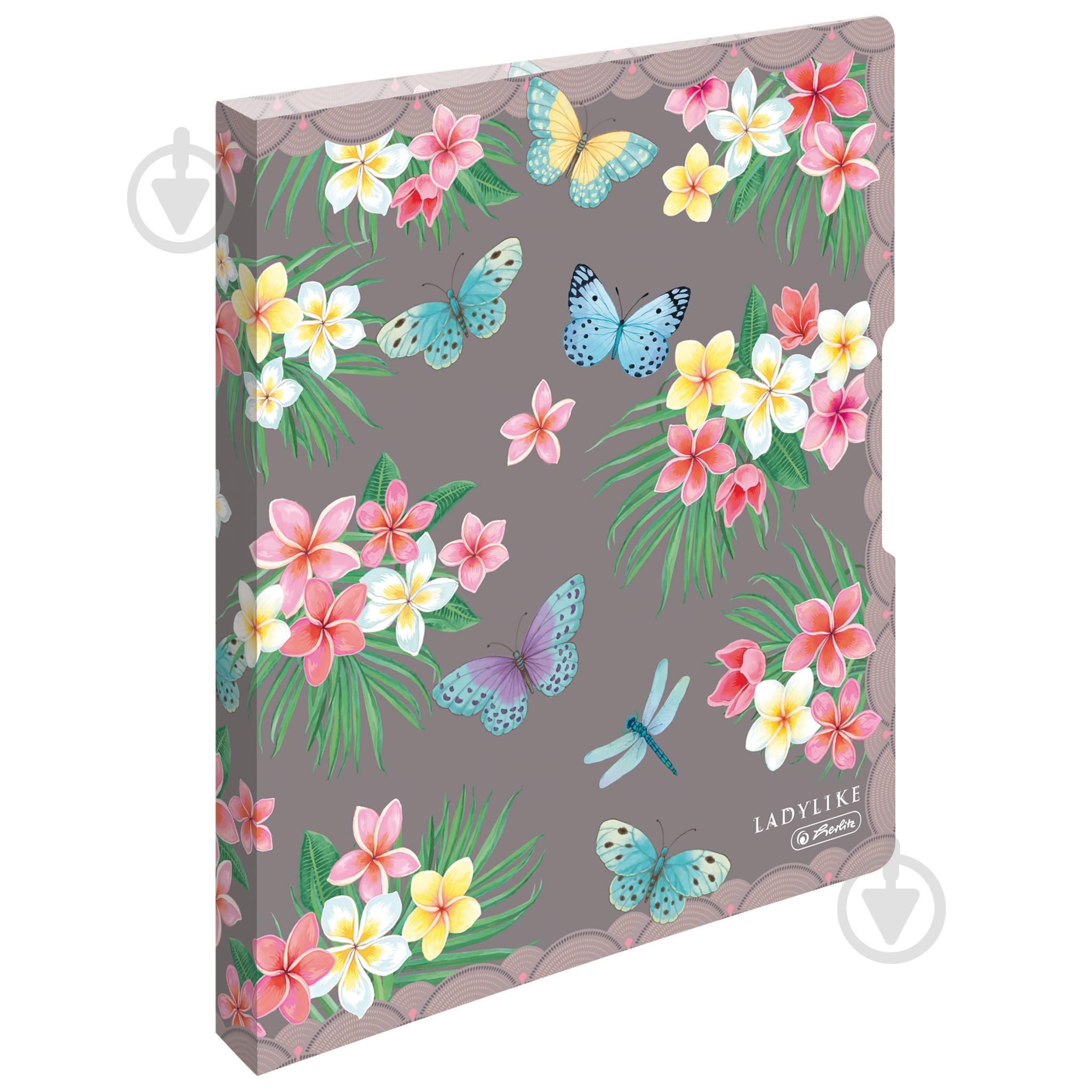 Папка-регистратор на 2 кольцах 16 мм А4 Ladylike Butterfly Herlitz 50044047 - фото 1