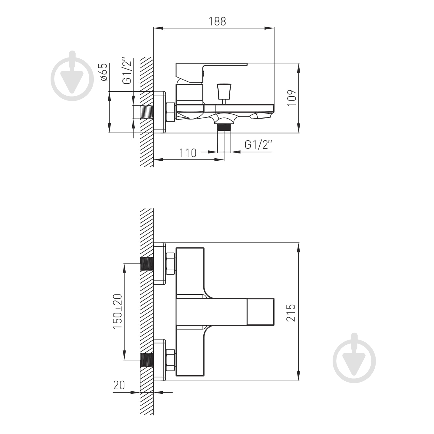 Смеситель для ванны VOLLE Leon 15212100 - фото 2
