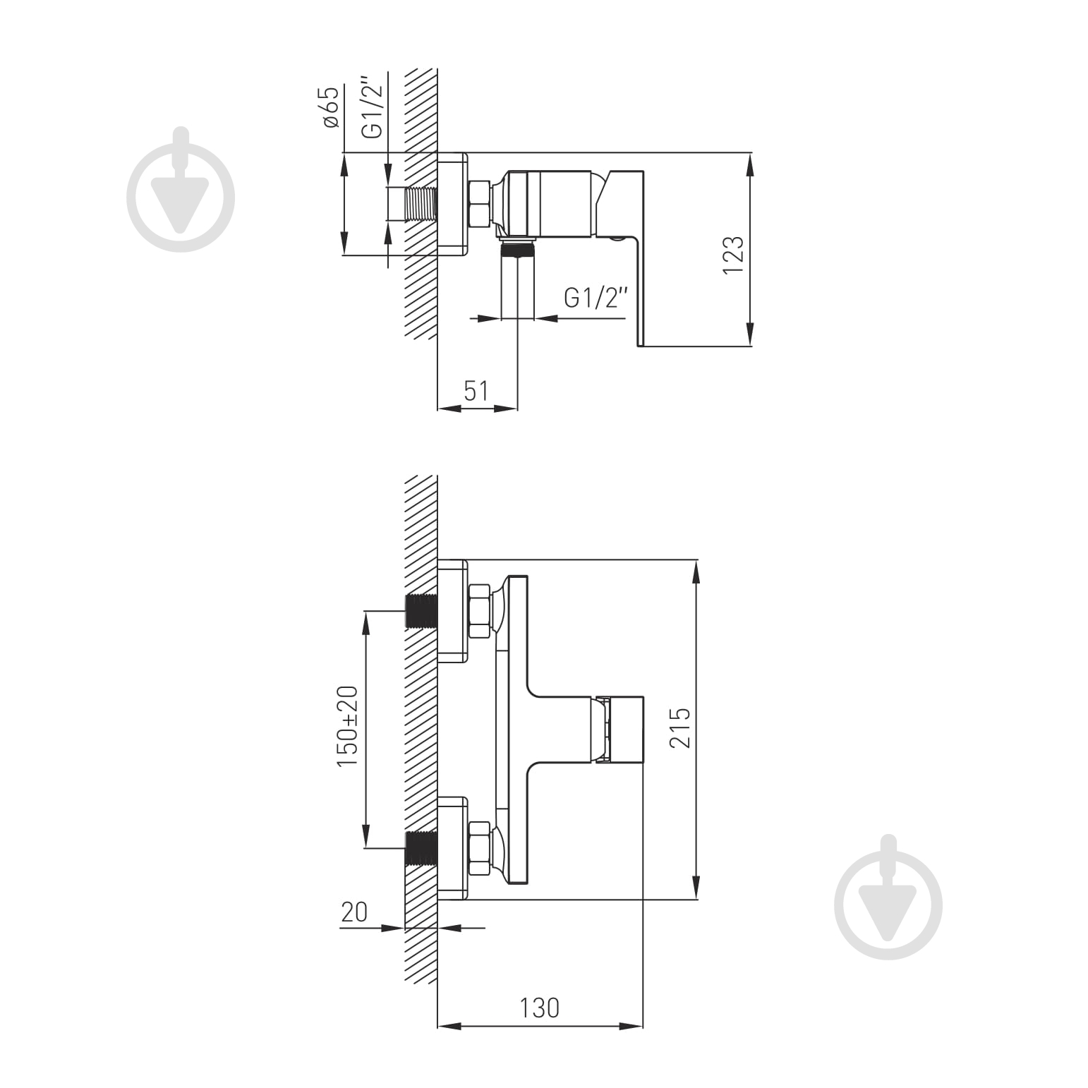 Смеситель для душа VOLLE Leon 15213100 - фото 2