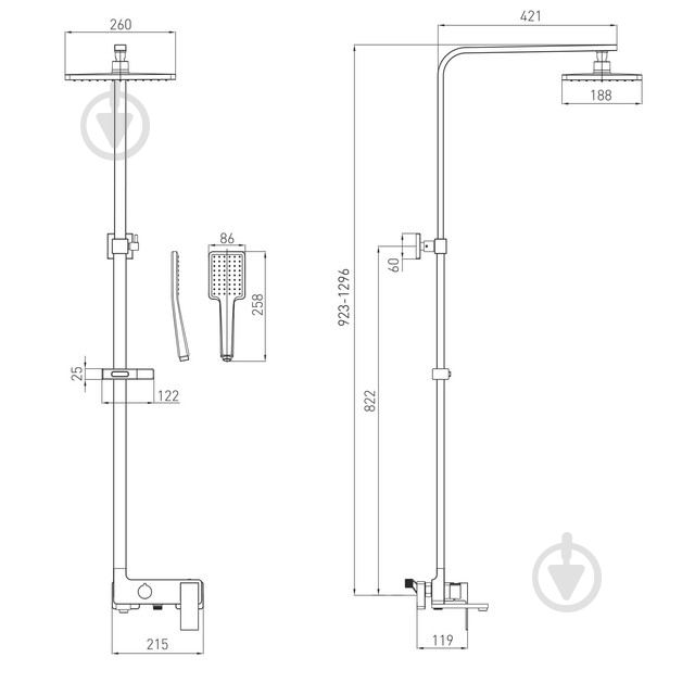 Душевая система VOLLE Leon 15219300 - фото 2