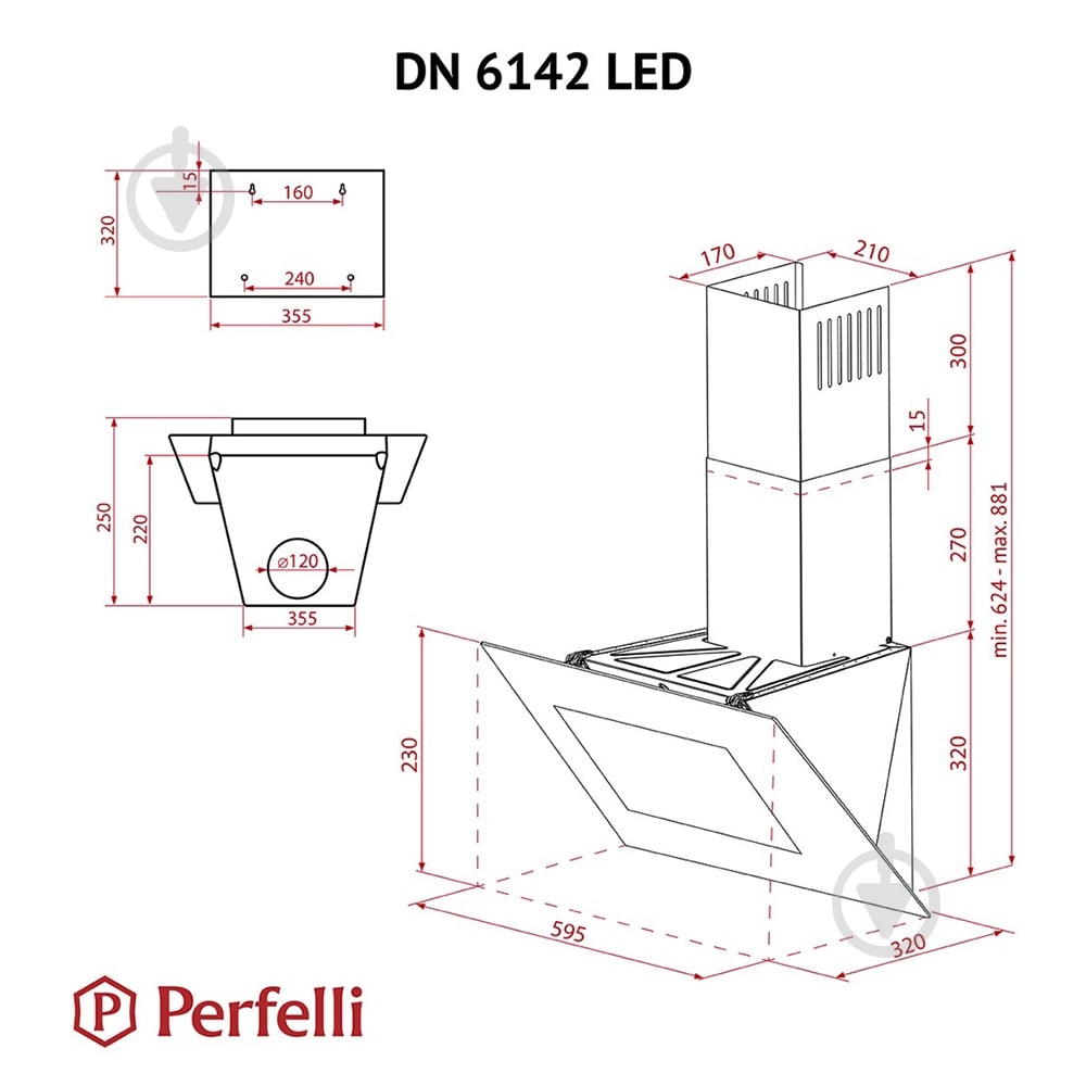 Витяжка Perfelli DN 6142 BL LED декоративна похила - фото 12