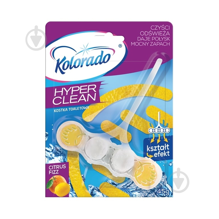 Туалетный блок Kolorado Hyper Clean Citrus Fizz 45 г - фото 1 Туалетный блок Kolorado Hyper Clean Citrus Fizz 45 г - фото 1