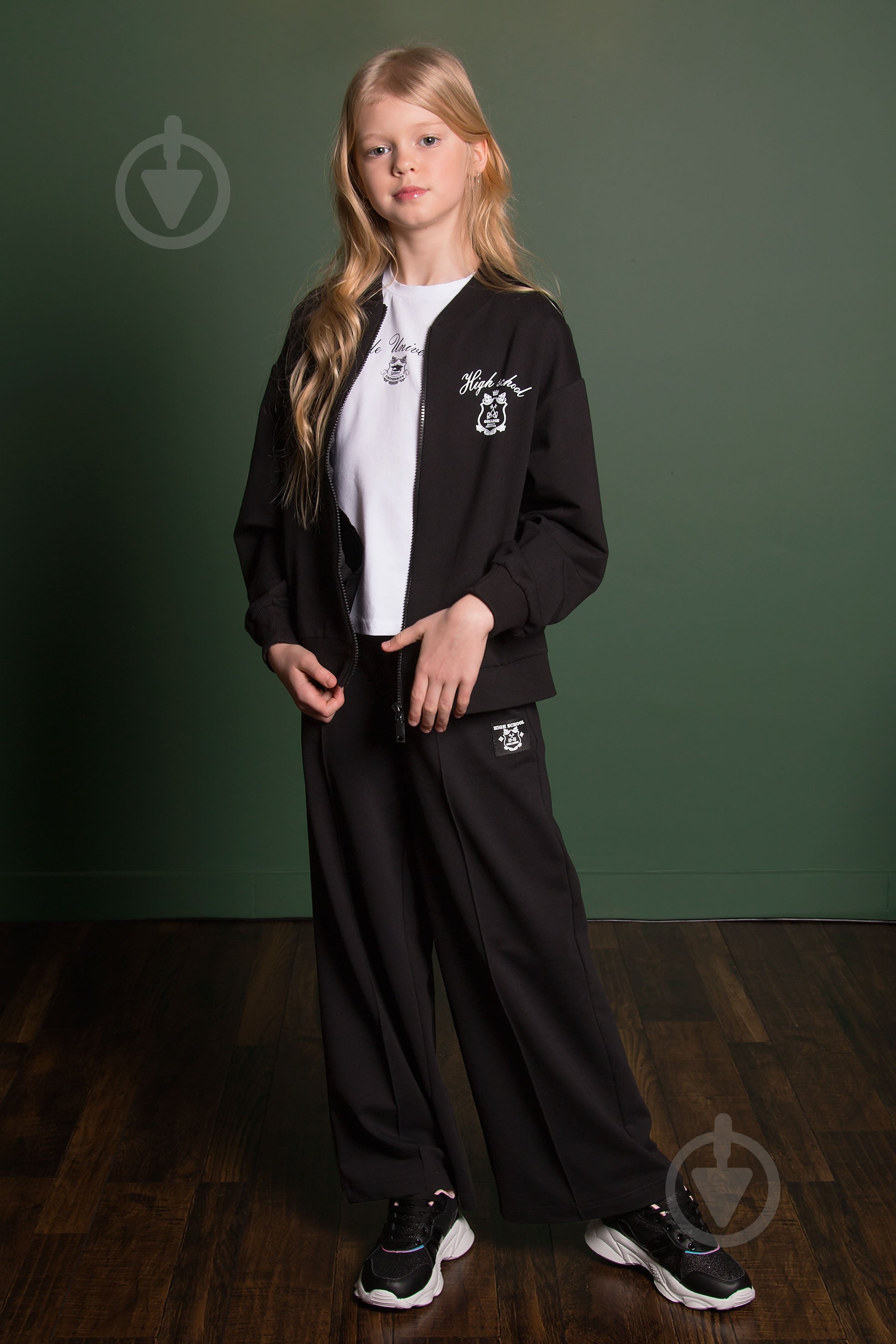 Бомбер для дівчинки Mevis р.134 [019] Black 4989 - фото 1