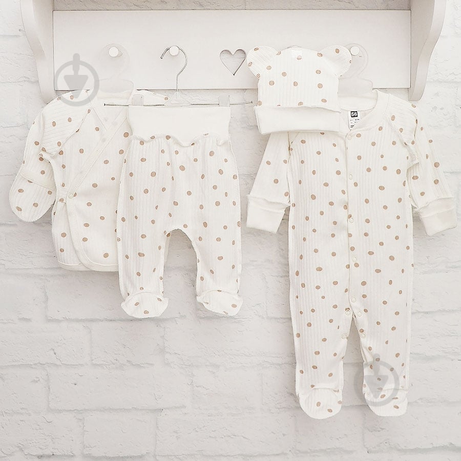 Комплект для новорожденных Blanka Горошек бежевый р.56-62 110815 - фото 1